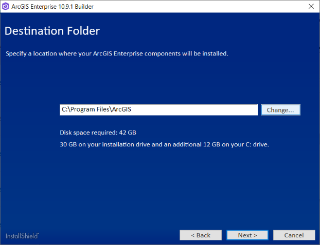 Geben Sie das Installationsverzeichnis für ArcGIS Enterprise Builder an. Geben Sie das Installationsverzeichnis für ArcGIS Enterprise Builder an.