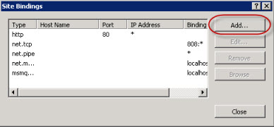 Liste der Site-Bindungen in IIS Manager Liste der Site-Bindungen in IIS Manager