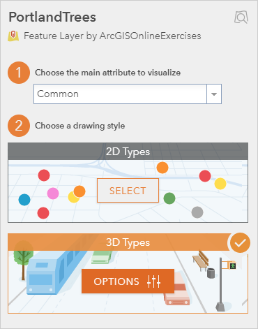 Bereich "Layer-Style", in dem das Hauptattribut auf "Allgemein" und der Darstellungs-Style auf "3D-Typen" festgelegt ist Bereich "Layer-Style", in dem das Hauptattribut auf "Allgemein" und der Darstellungs-Style auf "3D-Typen" festgelegt ist