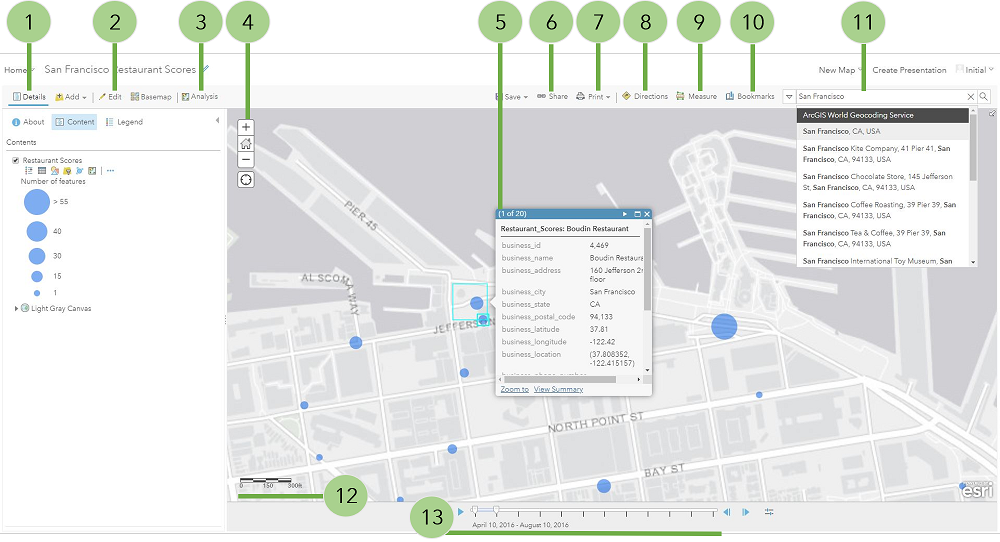 Map Viewer mit beschrifteten Elementen Map Viewer mit beschrifteten Elementen