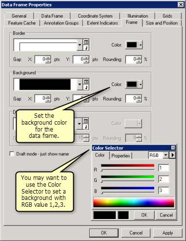 Farbeinstellungen für den Hintergrund von Datenrahmen in ArcMap Farbeinstellungen für den Hintergrund von Datenrahmen in ArcMap